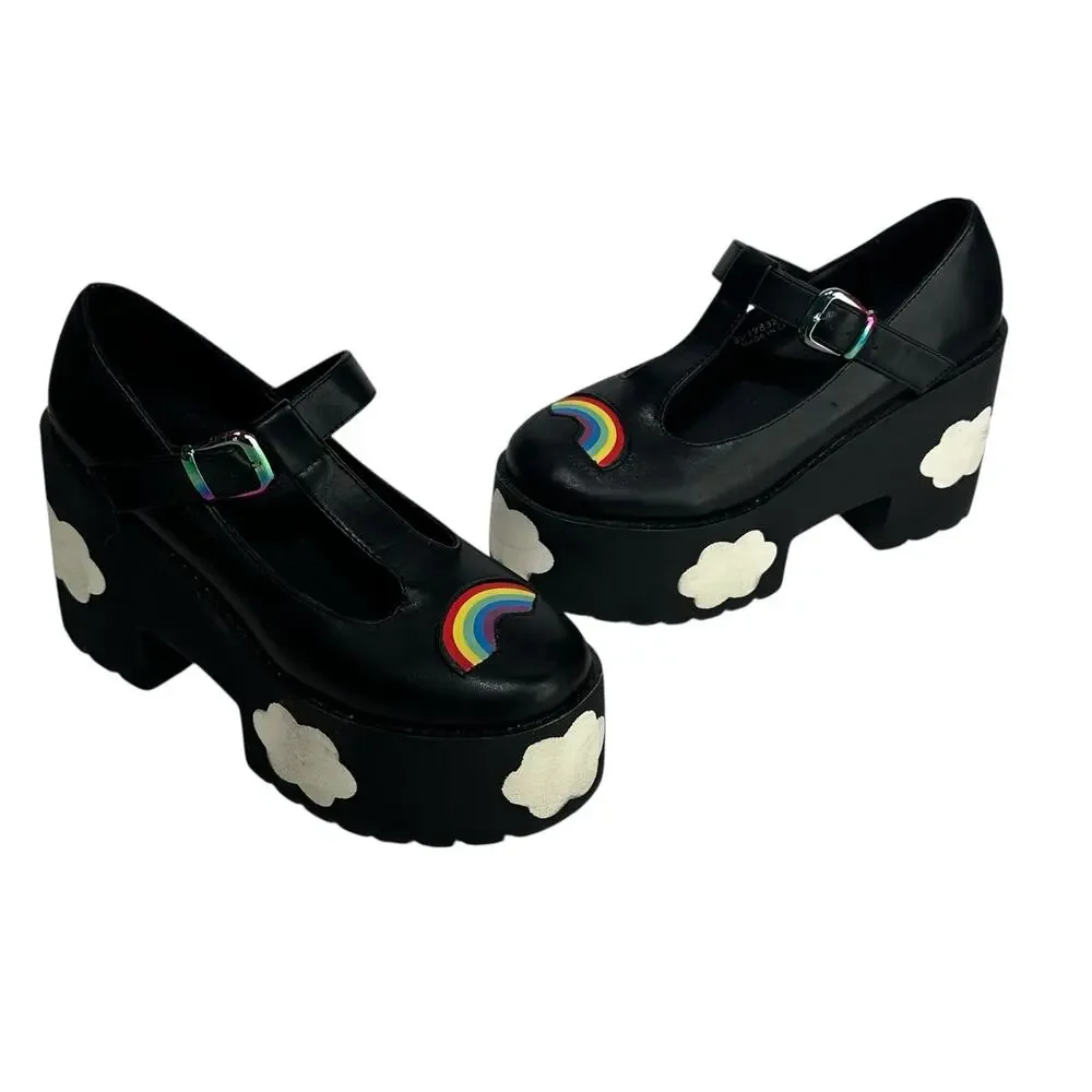 Hot Topic Black Rainbow Platform Heels - Picture 1 of 9